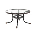 Round Glass-Top Patio Table with Metal Frame