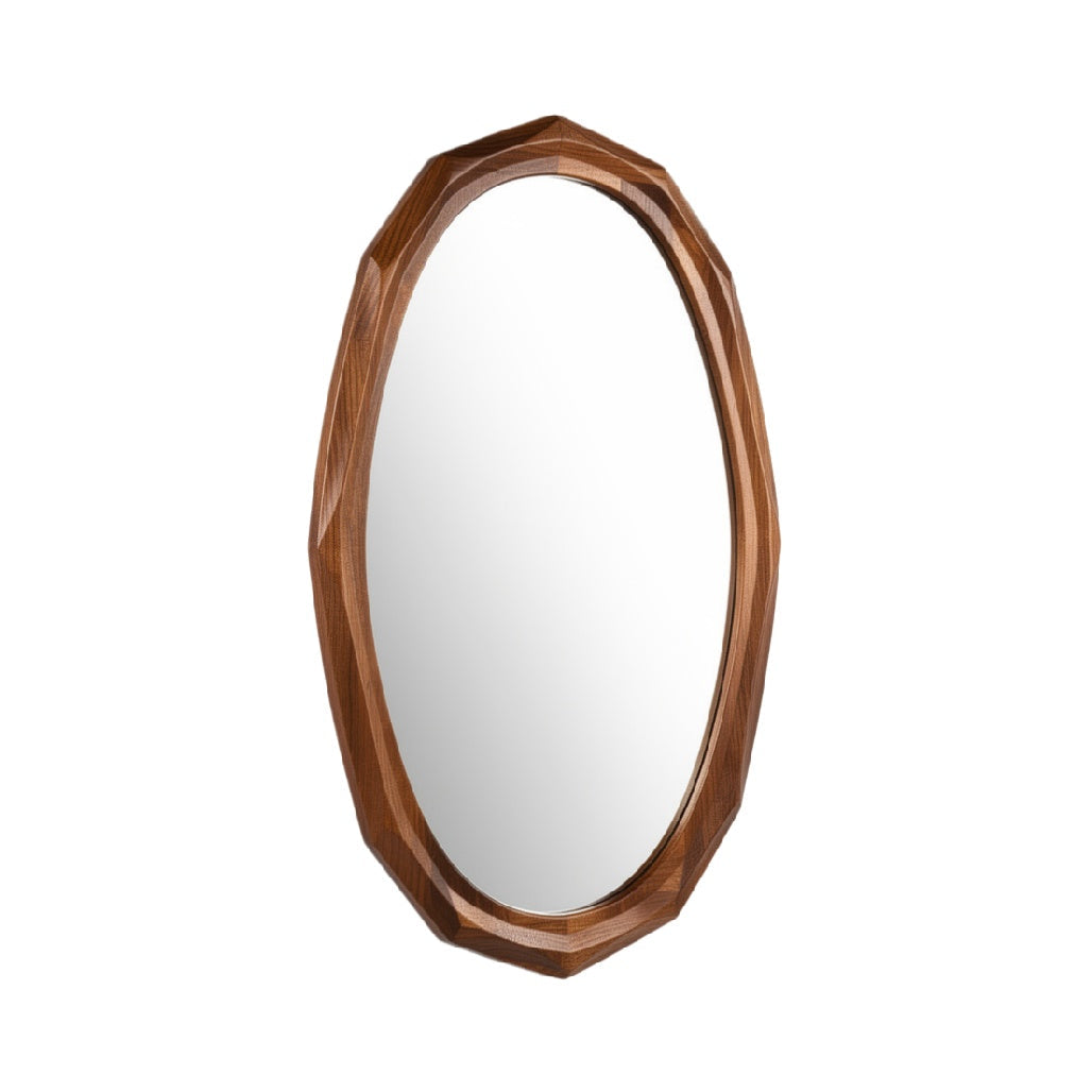 Elegant Geometric Wooden Framed Wall Mirror