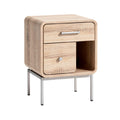 Modern Wood Nightstand with Drawer and Open Shelf